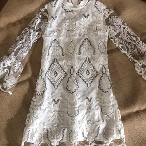 GB Girls White Lace Embroidered Dress